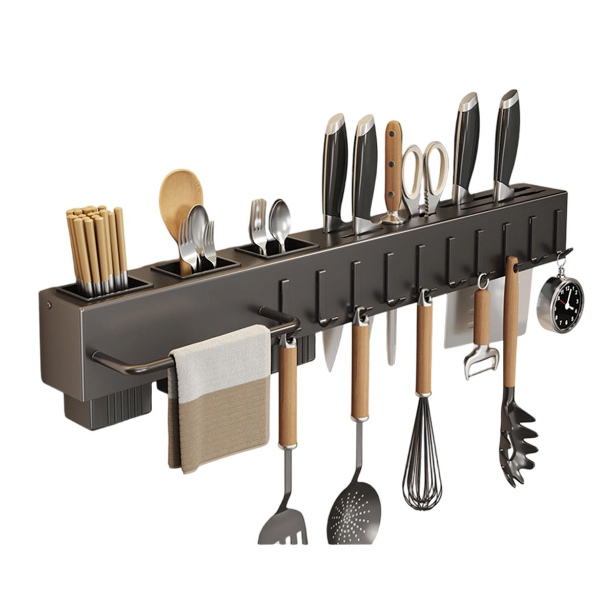 KINDA NICE - Estante Cocina Sin Taladro Organizador Pared Colgante 60cm Negro