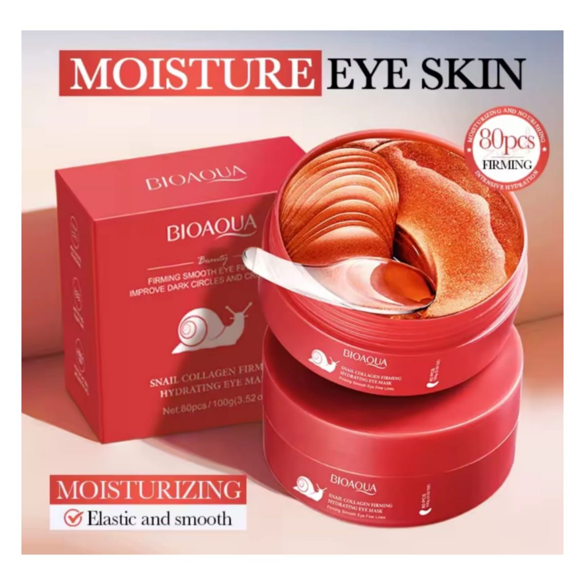 GENERICO - 80 Parches Hidrogel Contorno Ojos Baba De Caracol Antiedad