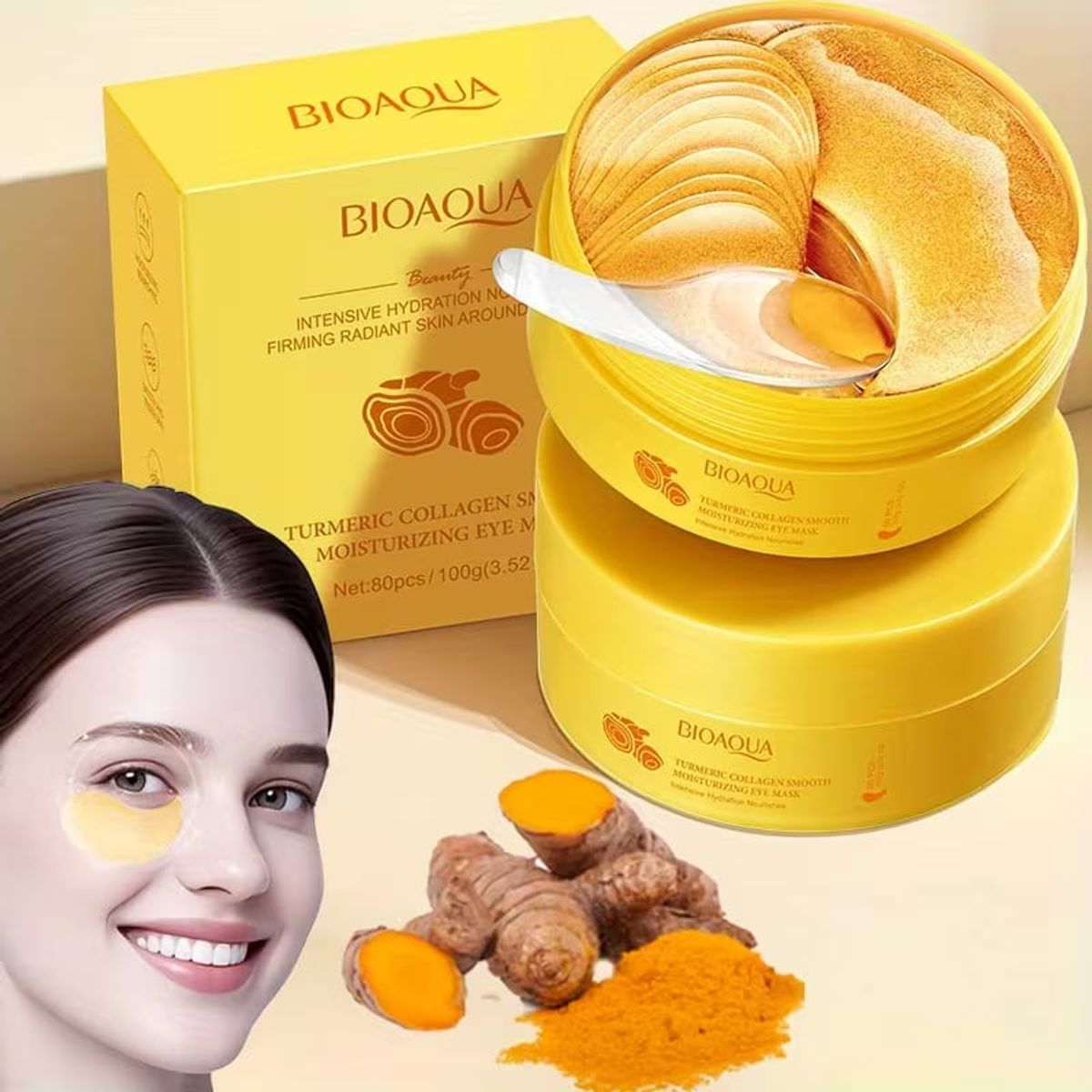 GENERICO - 80 Parches Hidrogel Contorno Ojos Curcuma Antiojeras