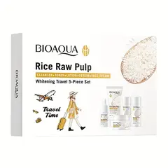 GENERICO - Set Skincare Travel Kit Cuidado Facial Arroz 5 Piezas