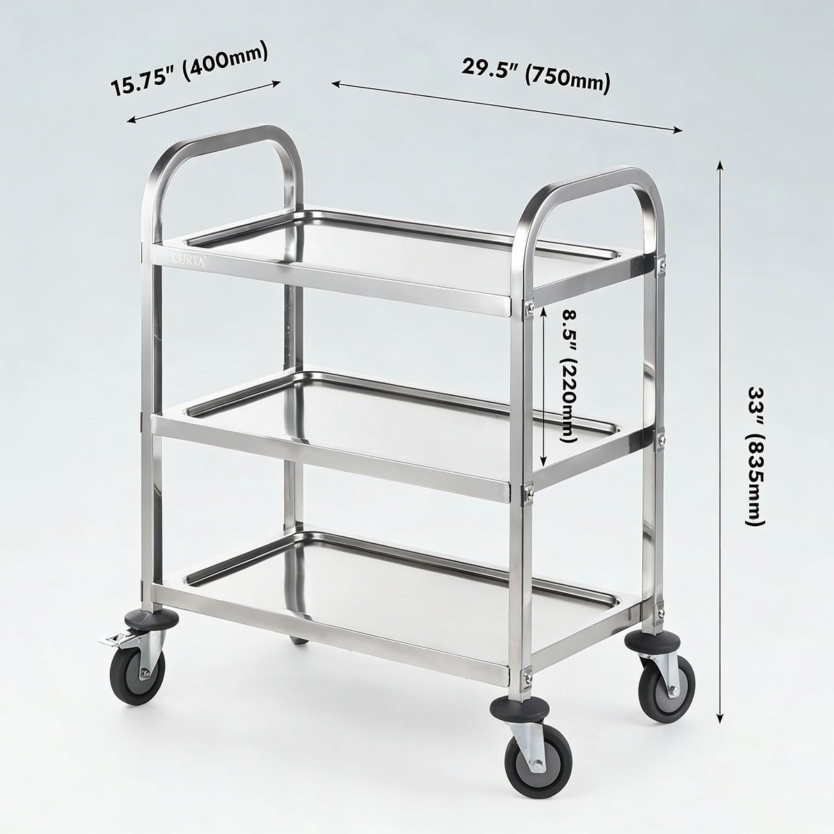 MOONCORE - Carro Servicio Inox 3 Niveles Cocina Resto Hotel Multiuso
