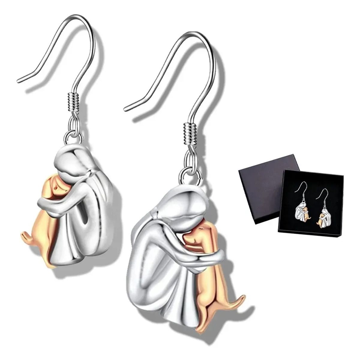GENERICO - Aros Mujer Perro Pendientes Bañado en plata Mascota Joya Regalo