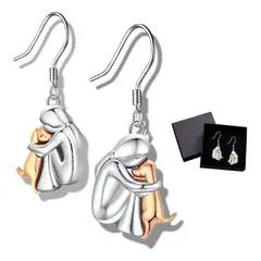 GENERICO - Aros Mujer Perro Pendientes Bañado en plata Mascota Joya Regalo