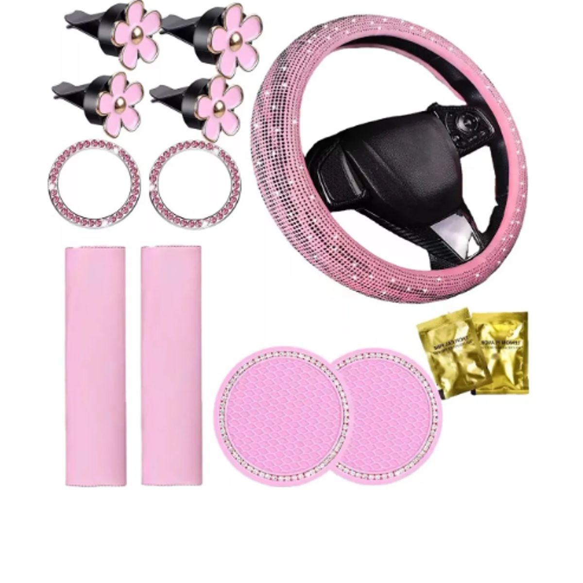 GENERICO - Funda Protector Cubre Volantes Universal Diamante Mujer Set