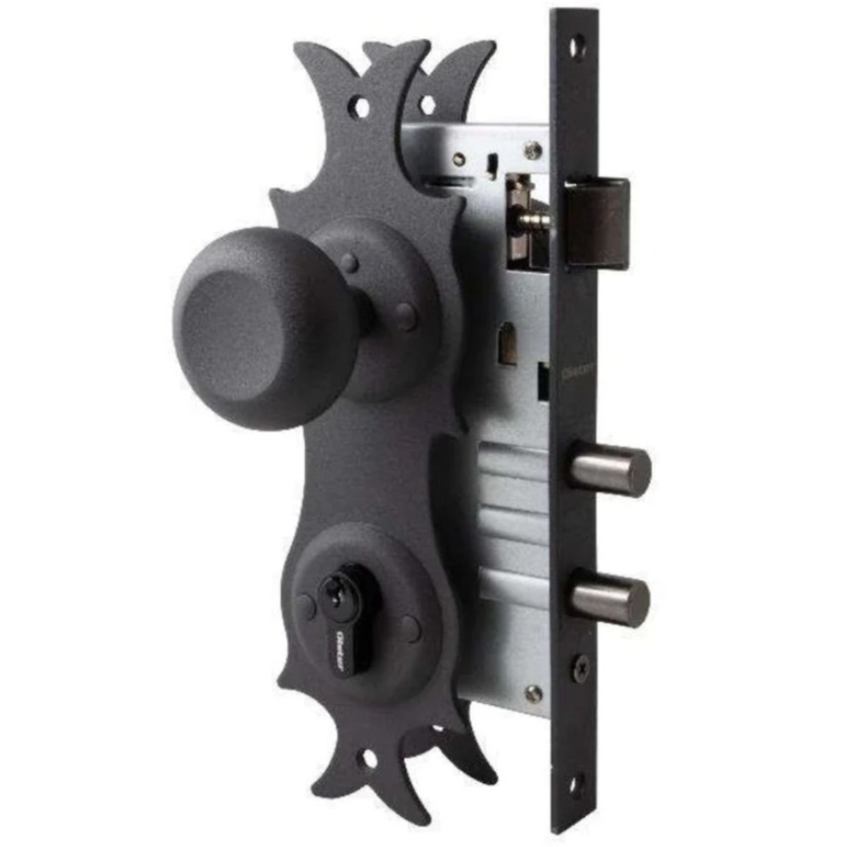 OISTER - Cerradura Empotrable Oister Tolten Colonial - Puerta Principal Llave 3 Llaves Color Negro