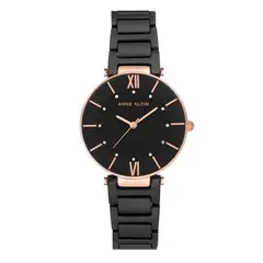 ANNE KLEIN - AK-3266BKRG Reloj Negro con Cerámica Negra y Rosa Dorado