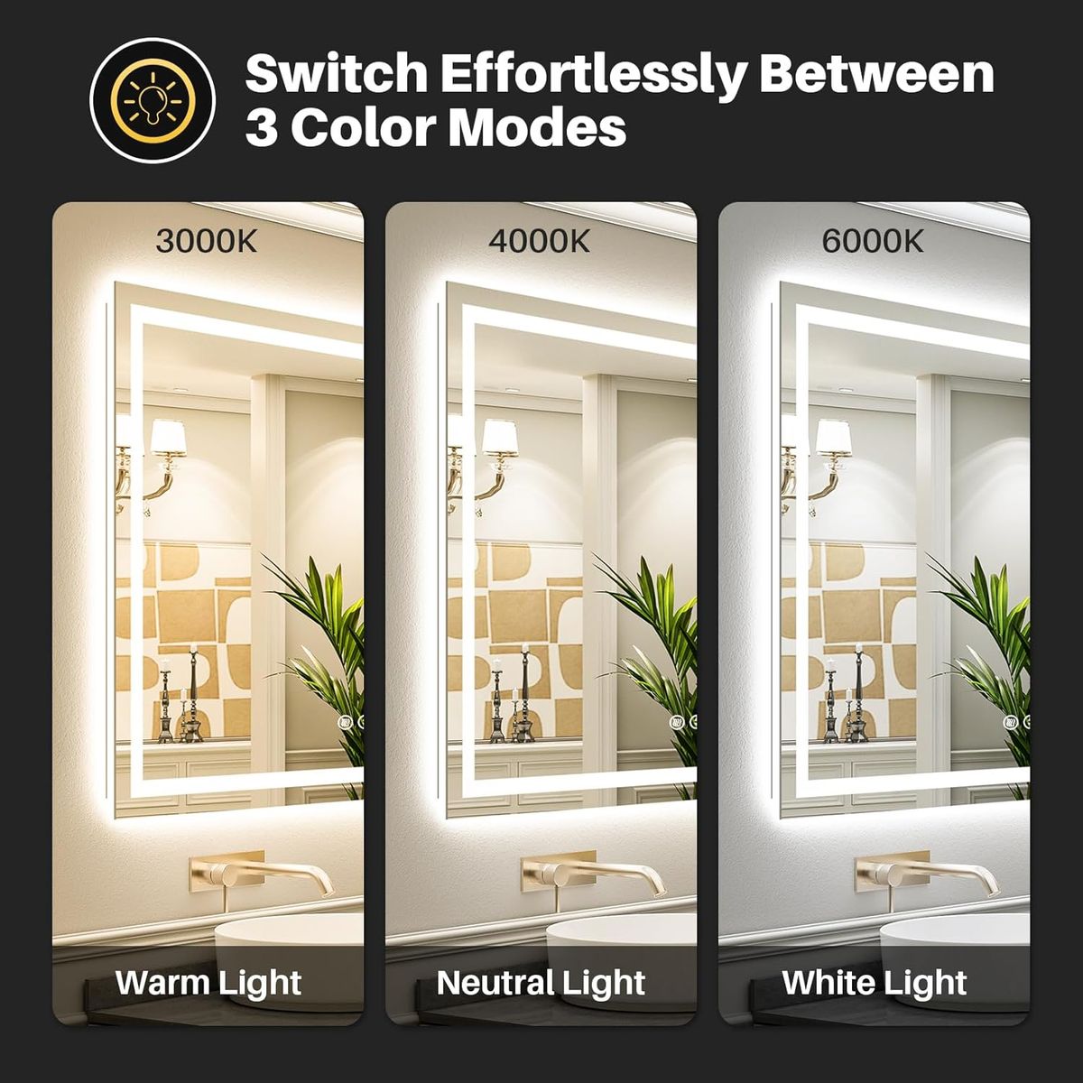 Espejo Con Luz Led Touch De Lujo Para Tocador O Baño 120x60cm, marca BLUEDREAMER - Foto 2