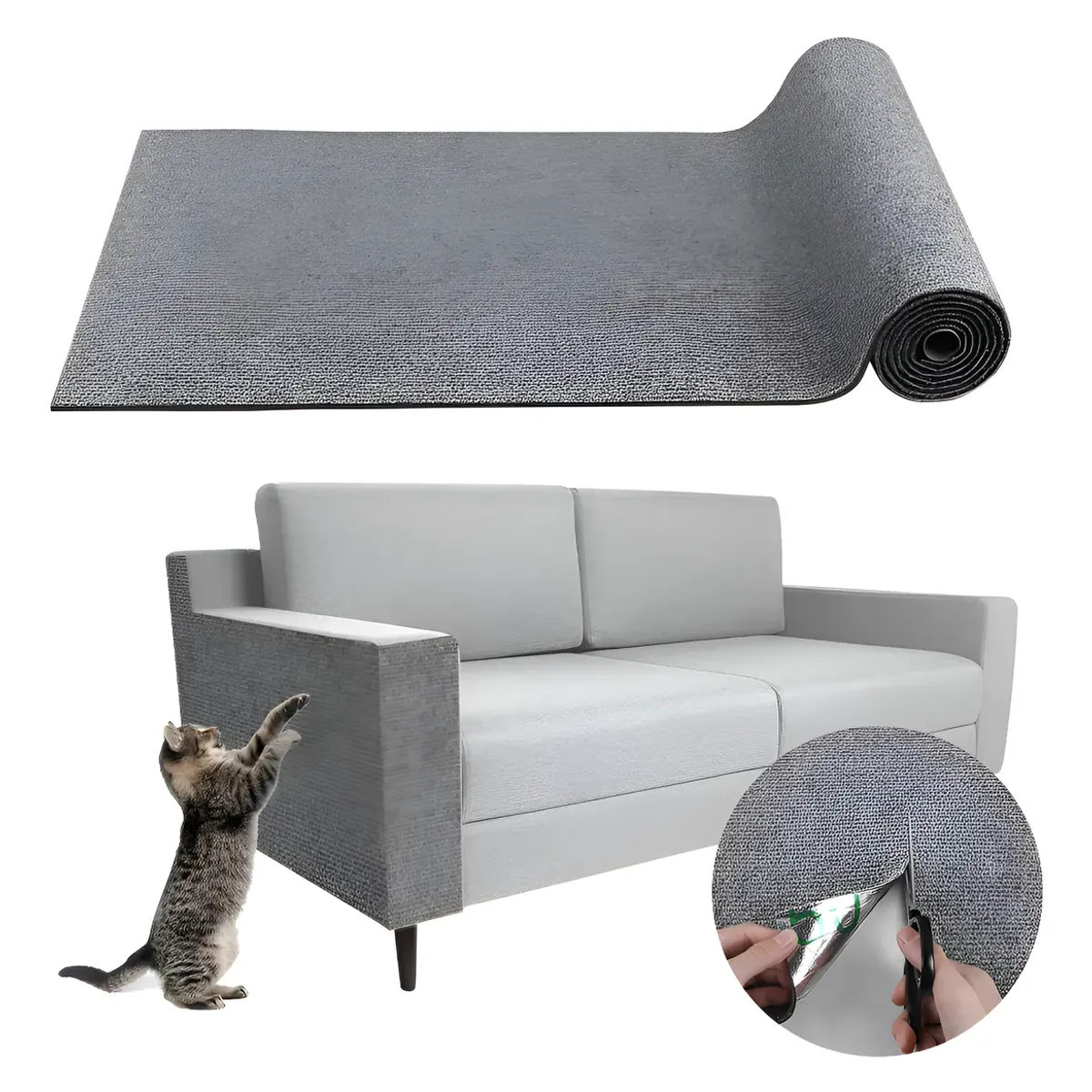 GENERICO - Autoadhesivo Rascador De Gatos P Esquina Y Pared 30×200cm Gris