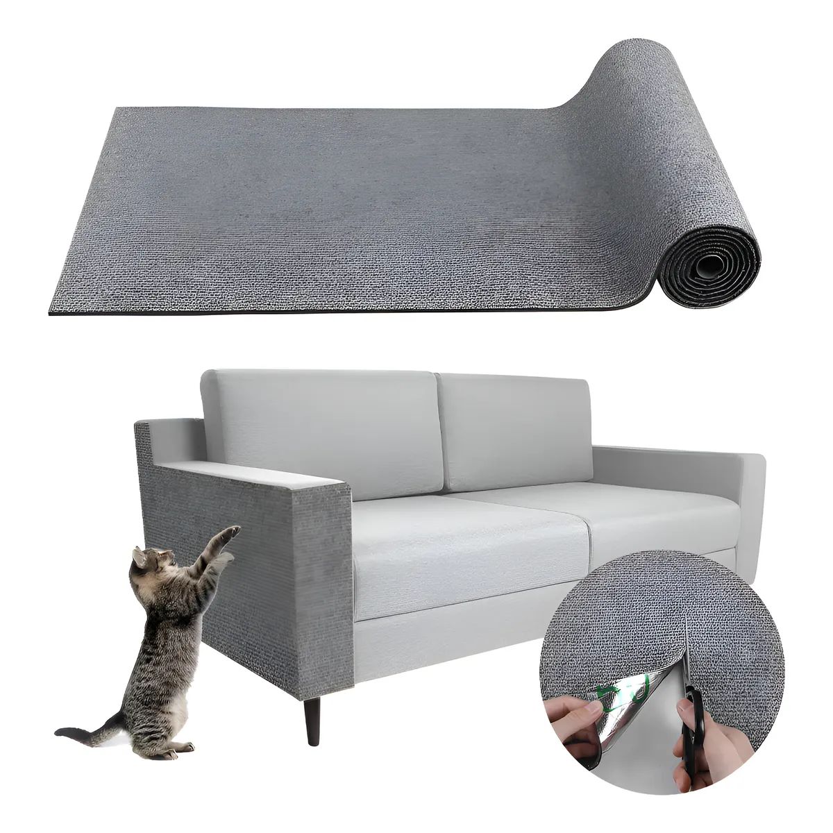 GENERICO - Autoadhesivo Rascador De Gatos P Esquina Y Pared 30×200cm Gris