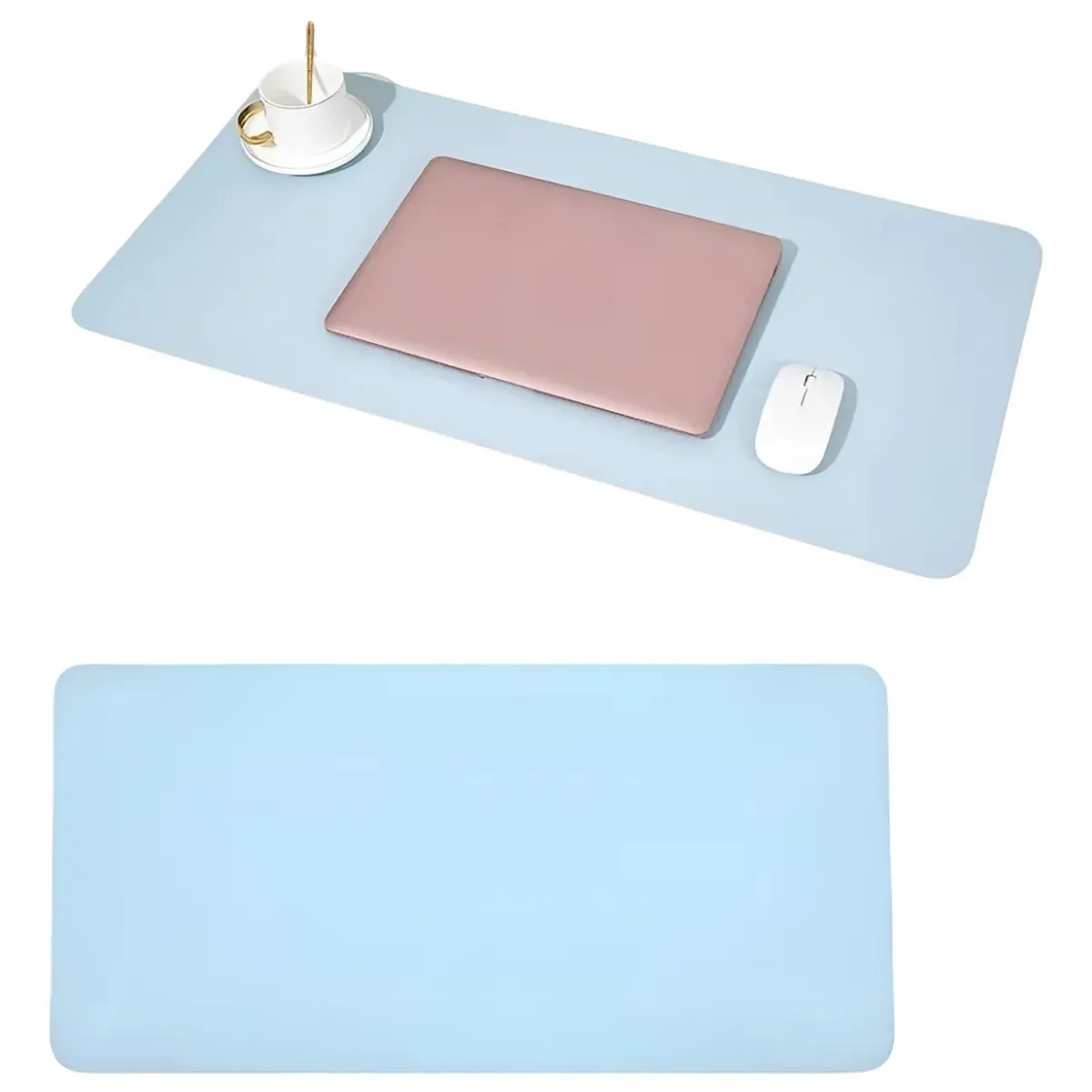 GENERICO - Mouse Pad Cubierta Tapete Escritorio Extra Grande 80x40cm Azul Claro Cuero
