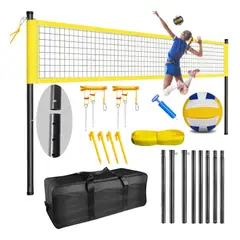 KINDA NICE - Malla Voley Set De Red De Voley Playa Portátil Con Bolsa Amarillo