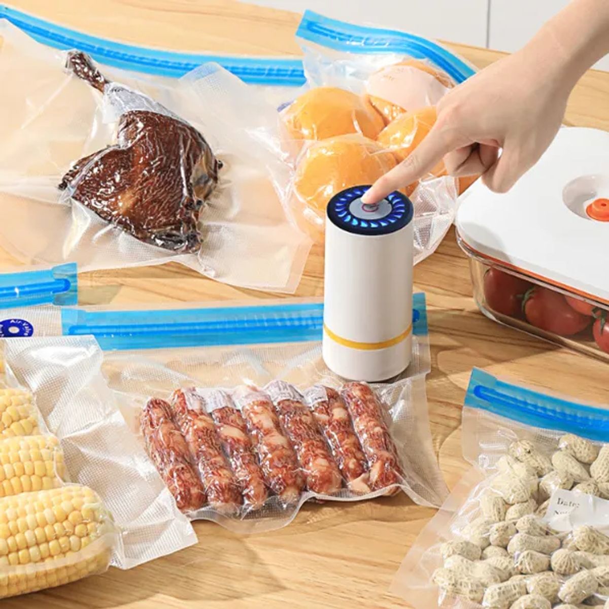 GENERICO - Bolsas Al Vacio Compresion Alimento Set 5 26x28 + Bomba
