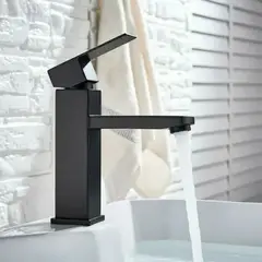 GENERICO - Llave de Lavamanos Monomando De Acero Inoxidable Para Cocina o Baño Negro