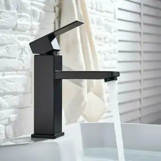 GENERICO - Llave de Lavamanos Monomando De Acero Inoxidable Para Cocina o Baño Negro