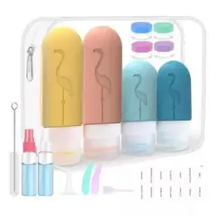 GENERICO - Set Botella De Viaje Dispensadora 17 Contenedores Accesorios.