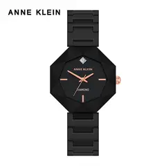 ANNE KLEIN - Set de Reloj Tipo Anillo y Pulsera Anne Klein, Acero Inoxidable, Esfera Nácar, Elegancia de Lujo