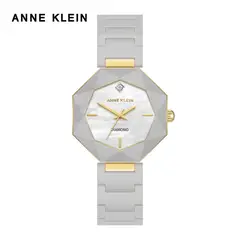 ANNE KLEIN - Set de Reloj Tipo Anillo y Pulsera Anne Klein, Acero Inoxidable, Esfera Nácar, Elegancia de Lujo