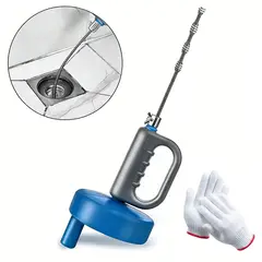 GENERICO - Desatascador Tuberías Con Ventosa, Cable 10 M Y Guantes