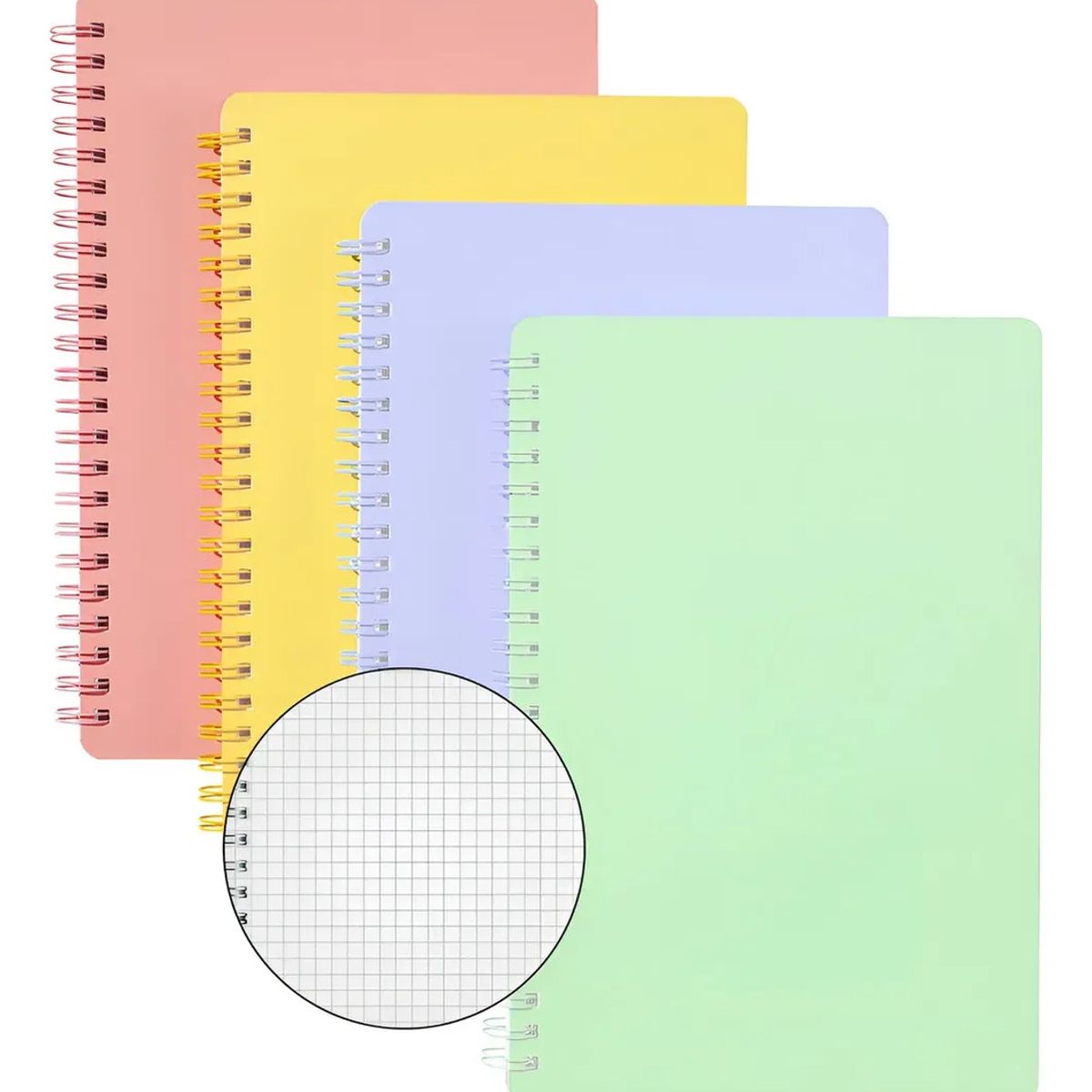 GENERICO - 4pcs Cuadernos Espiral A5 Para Escuela Oficina 160 Páginas- Cuadrícula