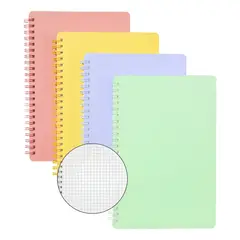GENERICO - 4pcs Cuadernos Espiral A5 Para Escuela Oficina 160 Páginas- Cuadrícula