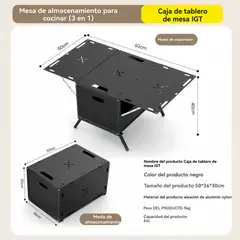 VIDA BUENAS - Mesa De Campamento Plegable Almacenamiento + Mesa + Cocción