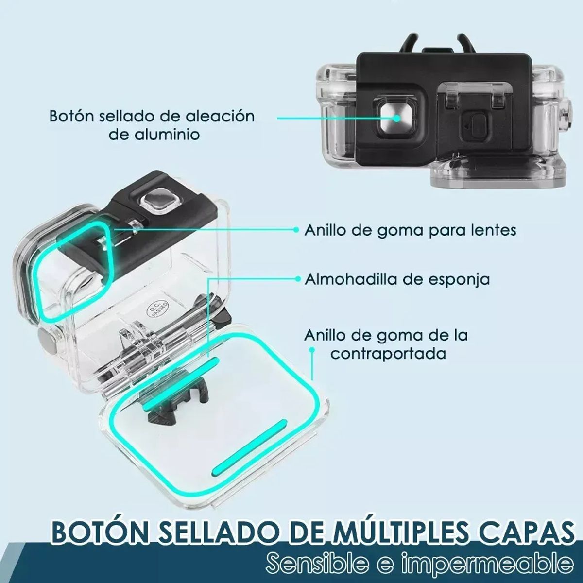 GENERICO - Carcasa Sumergible 60m Para Gopro Hero 9,10,11,12,13