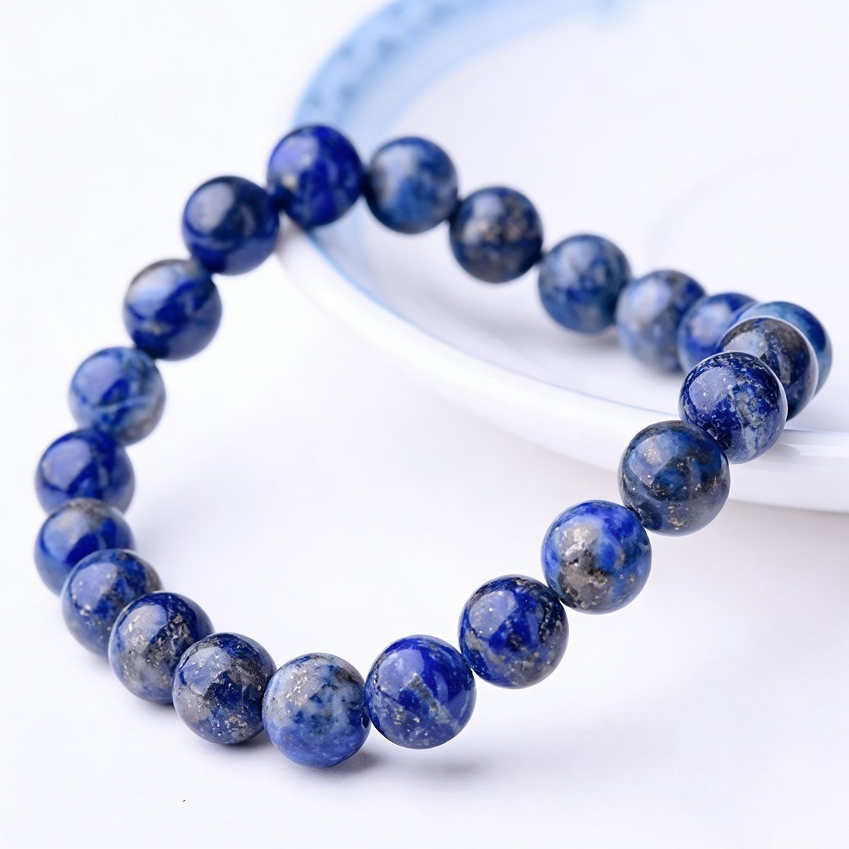 MOONCORE - Pulsera De Lapislázuli Azul De 8 Mm, Piedra Guardiana