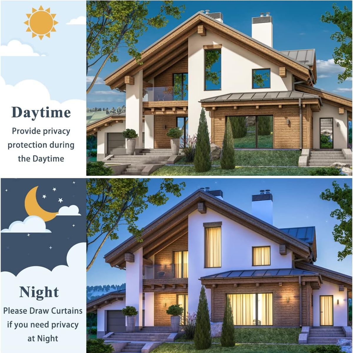 KUANGYE - Vinil Espejo Privacidad Papel Ventanas Pelicula Decorativo 5m X 50cm