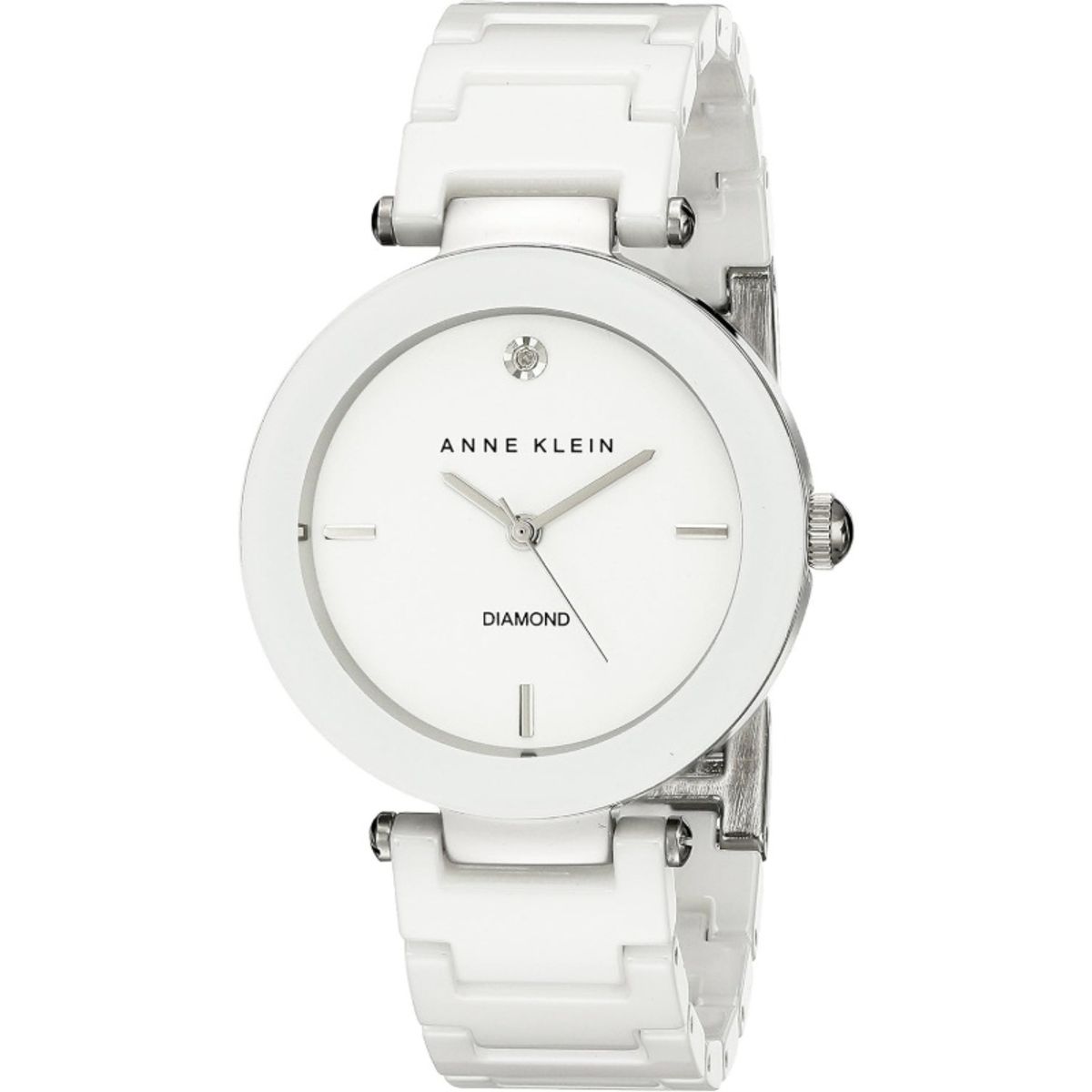 ANNE KLEIN - Anne Klein AK-1019WTWT Reloj de Cerámica Blanco con Brazalete Plateado