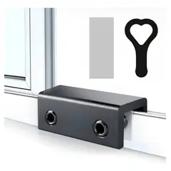 GENERICO - Negro Seguro Traba Seguridad Hogar Corredera Ventanas Con Llave