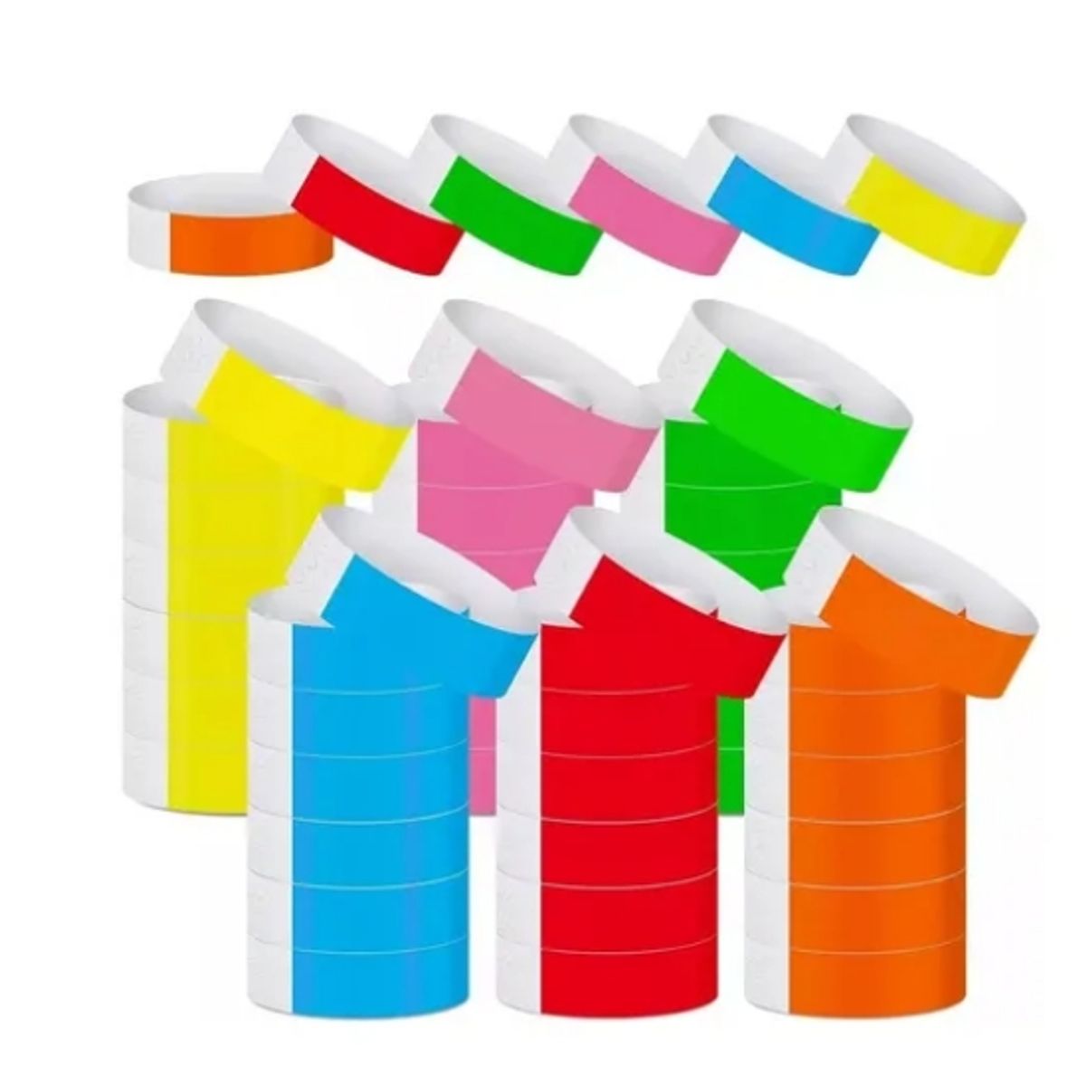 GENERICO - 600 Un Pulseras De Papel 6 Colores De Eventos Fiestas