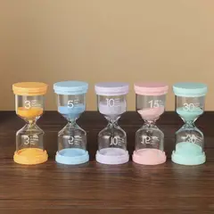 GENERICO - 6pc Relojes de Arena Juegos Tiempo 1 3 5 10 15 30 Mins Vidrio en Colores Pastel Macarons Multicolor