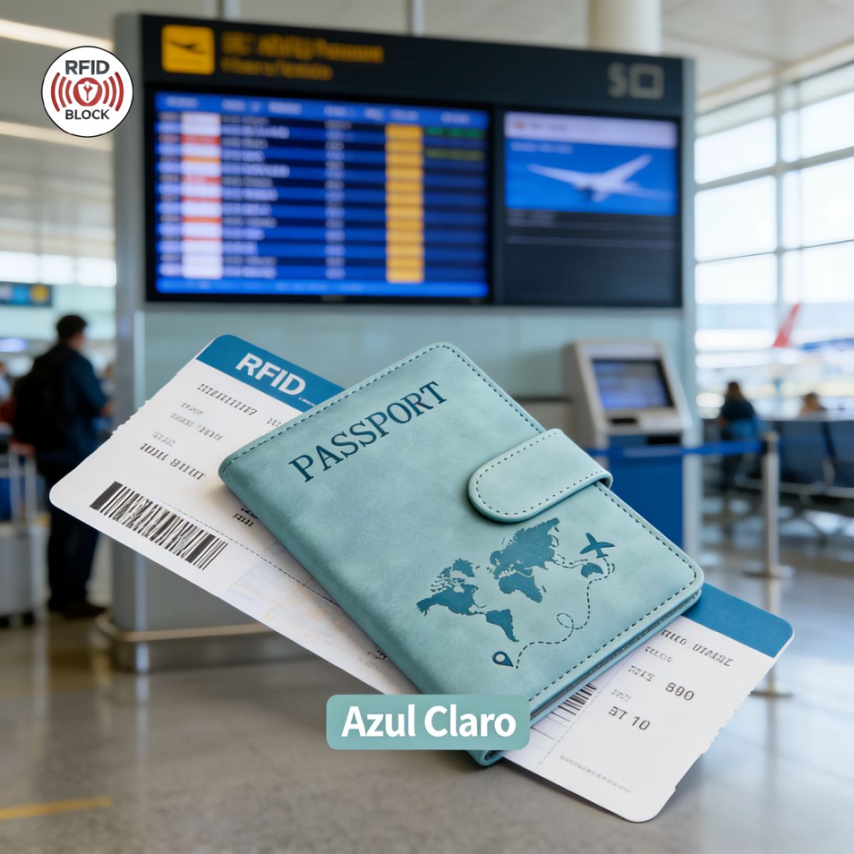 GENERICO - Porta Pasaporte Documentos Funda Protectora Viaje Con Rfid Tipo magnético