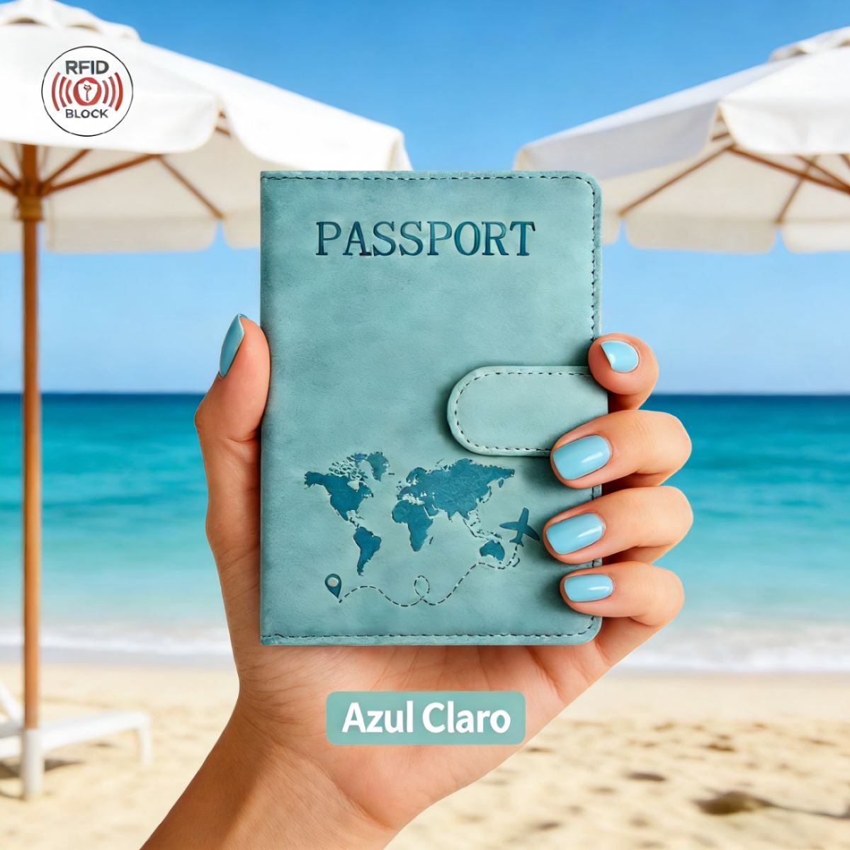 GENERICO - Porta Pasaporte Documentos Funda Protectora Viaje Con Rfid Tipo magnético