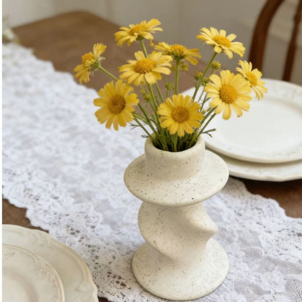 POLASUP - 10 Jarrones De Cerámica Blanca Elegantes Para El Uso Diario