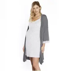NALA - Bata Maternal Kimono Gris Oscuro Maternity