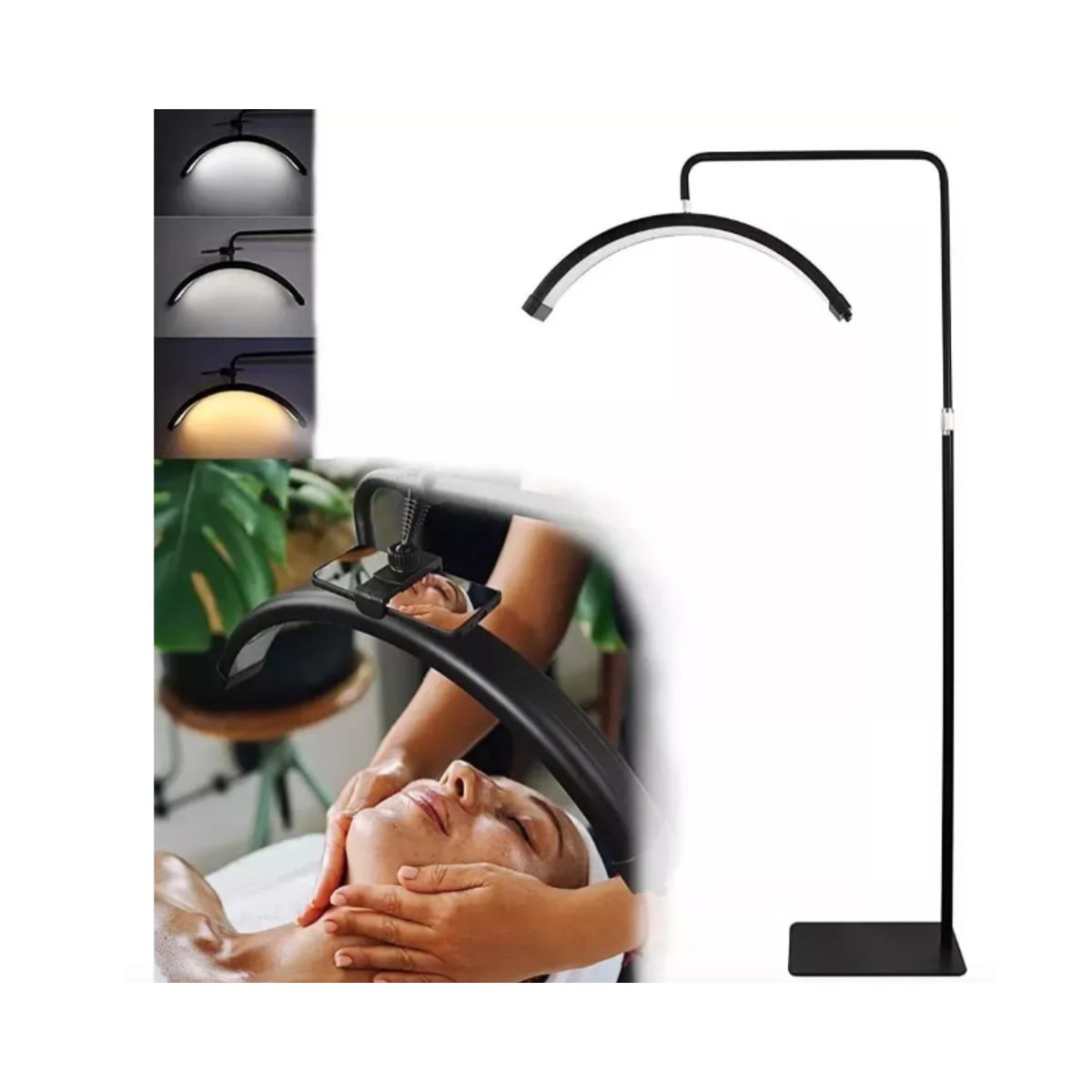 GENERICO - Lampara Led Media Luna Estética Para Pestañas Cejas Hogar NEGRO