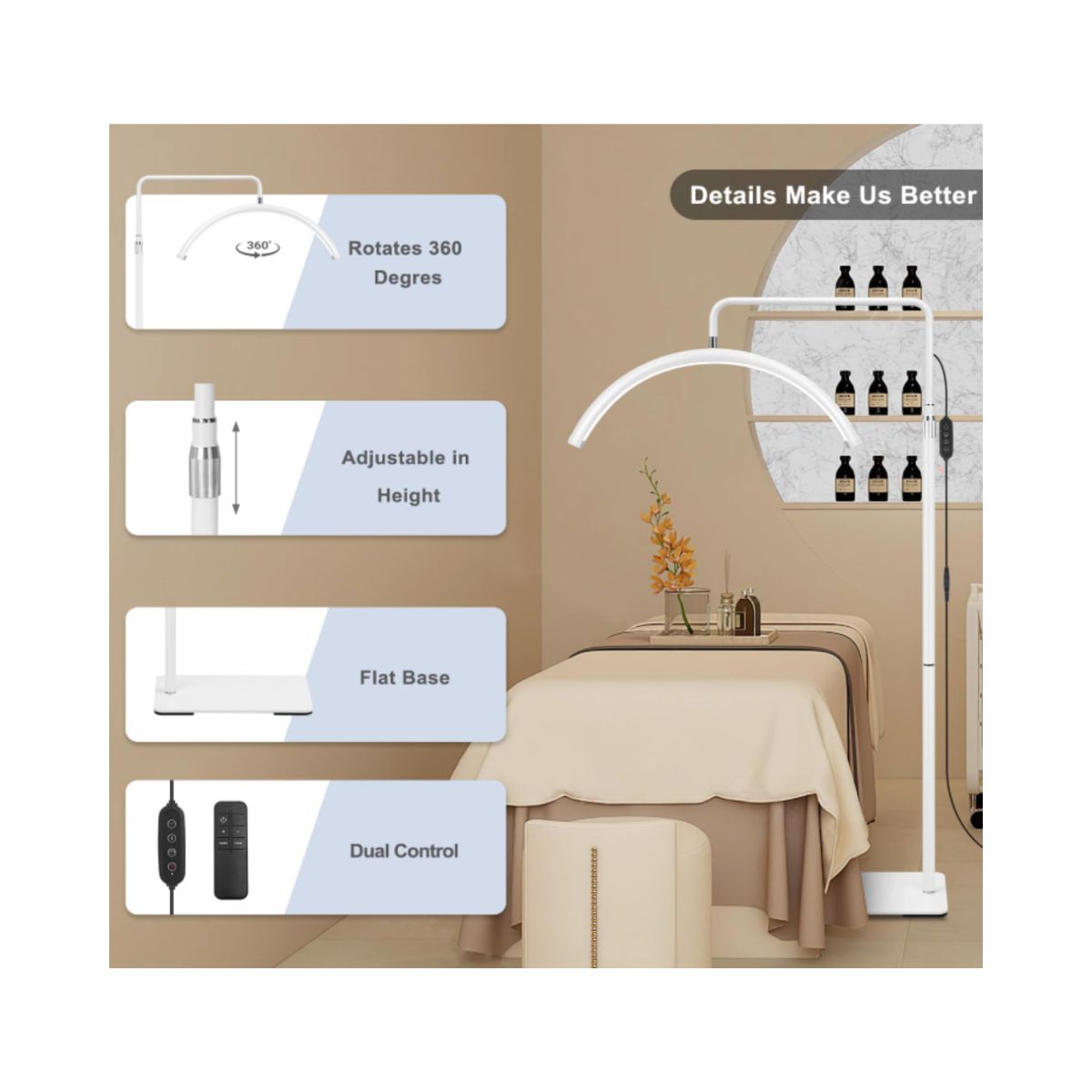 GENERICO - Lampara Led Media Luna Estética Para Pestañas Cejas Hogar Blanco