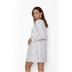 NALA - Camisa de Dormir Lactancia Vuelo Manga Larga Blanco Silvestre Maternity