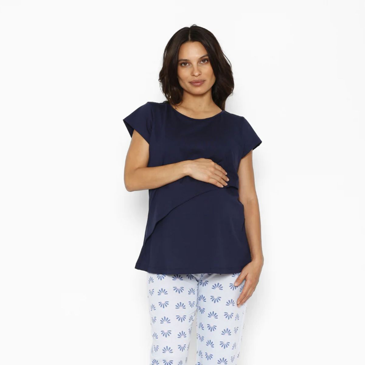 NALA - Pijama Lactancia Paz Manga Corta Pétalos Azul Nala Maternity