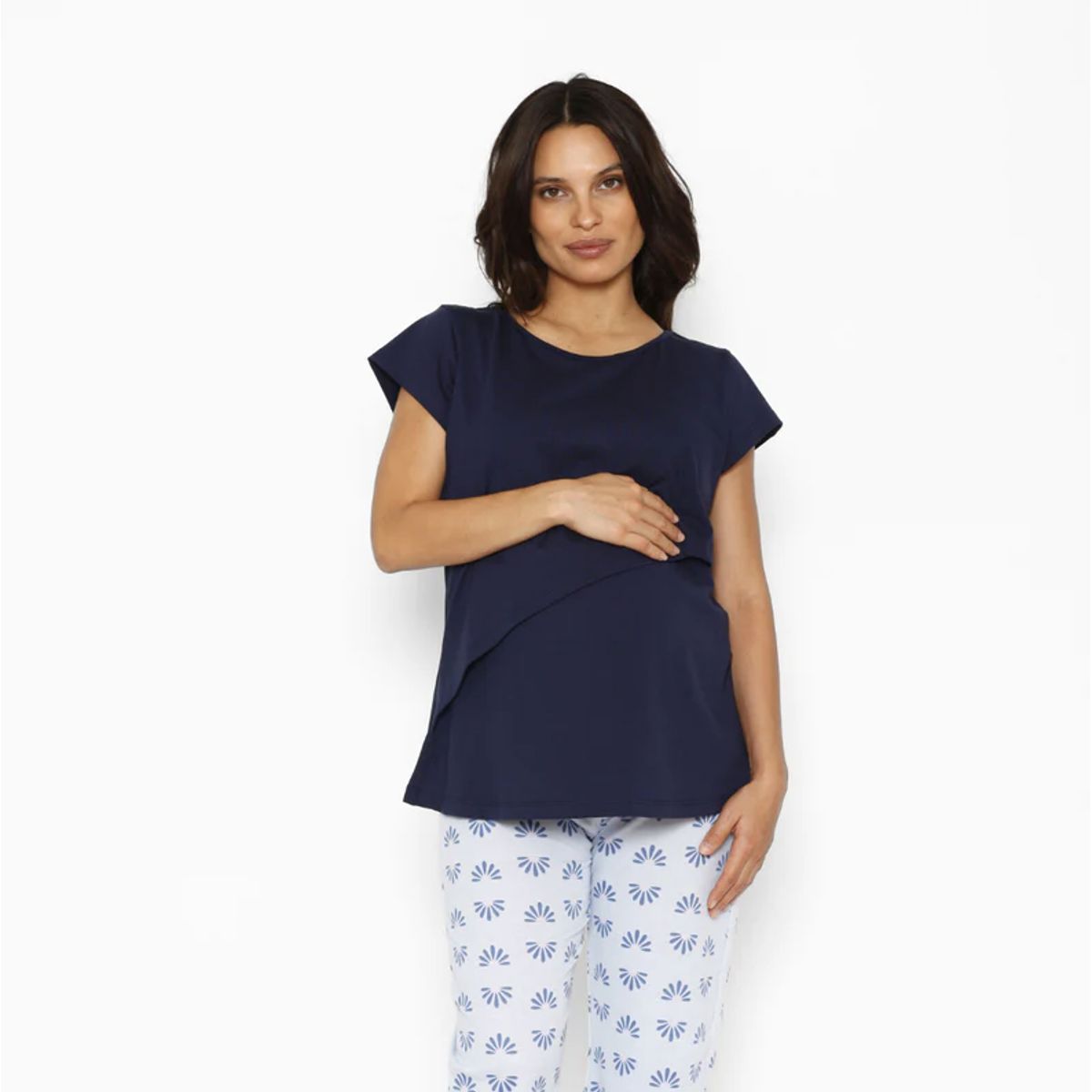 NALA - Pijama Lactancia Paz Manga Corta Pétalos Azul Nala Maternity