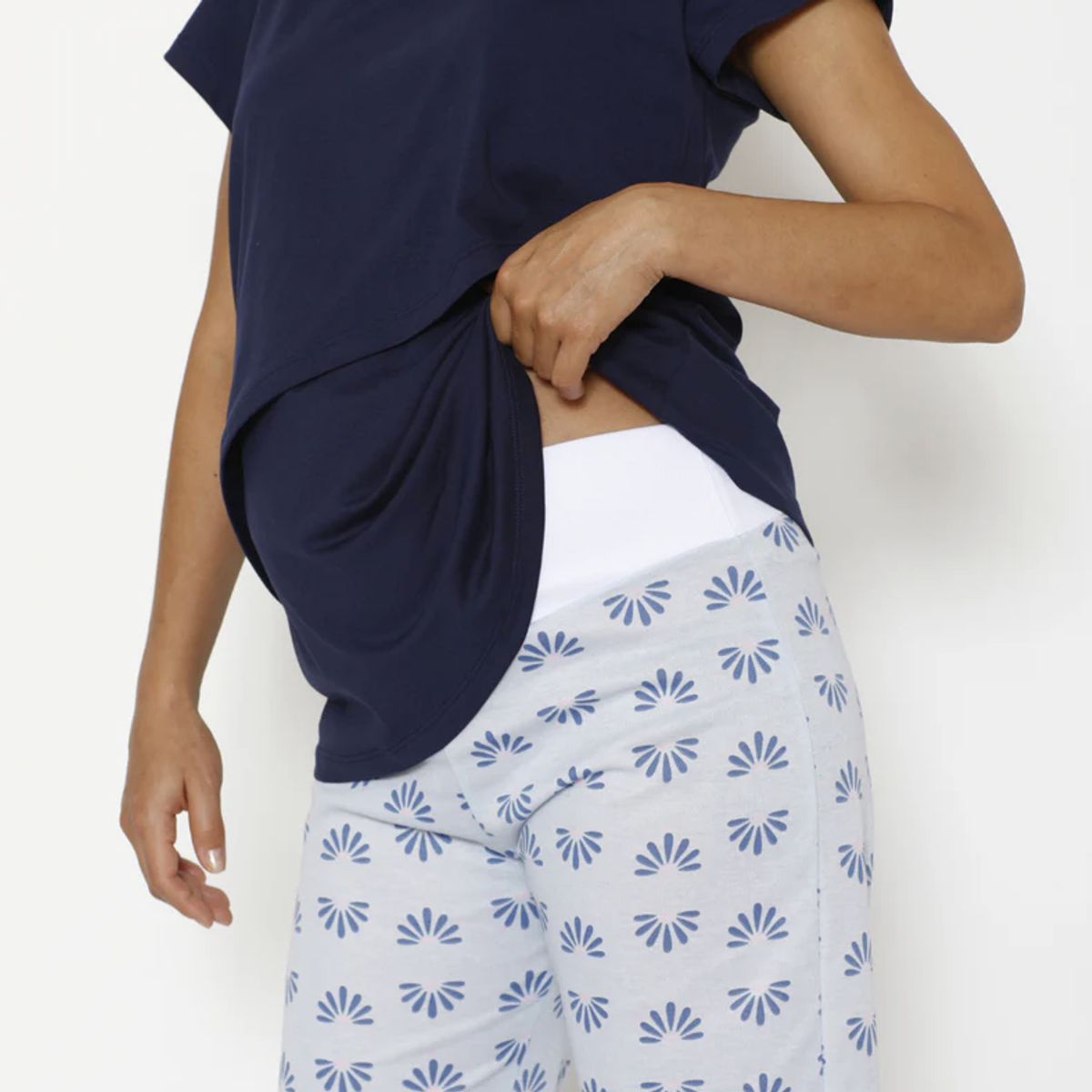 NALA - Pijama Lactancia Paz Manga Corta Pétalos Azul Nala Maternity