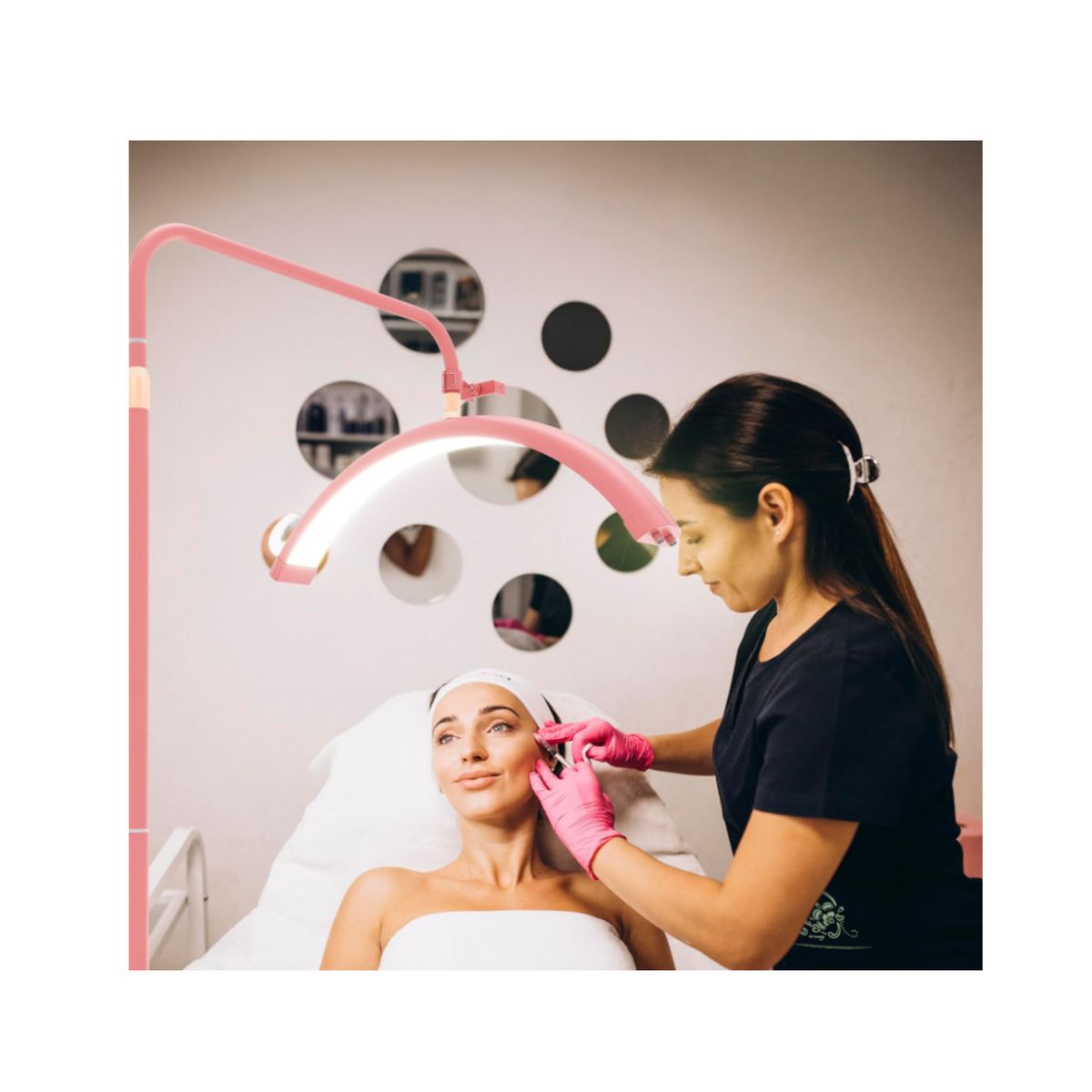 GENERICO - Lampara Led Media Luna Estética Para Pestañas Cejas Hogar Rosa