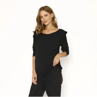 NALA - Polera Lactancia Gabriela Manga Larga Negro Maternity