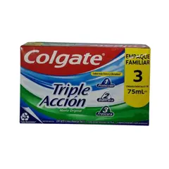 COLGATE - Pasta Dental Triple Acción 75 ml Pack Familiar 9 Unidades.