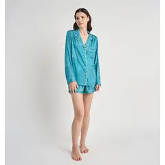 BARBIZON - PIJAMA MUJER ROMA VERDE ESTAMPADO