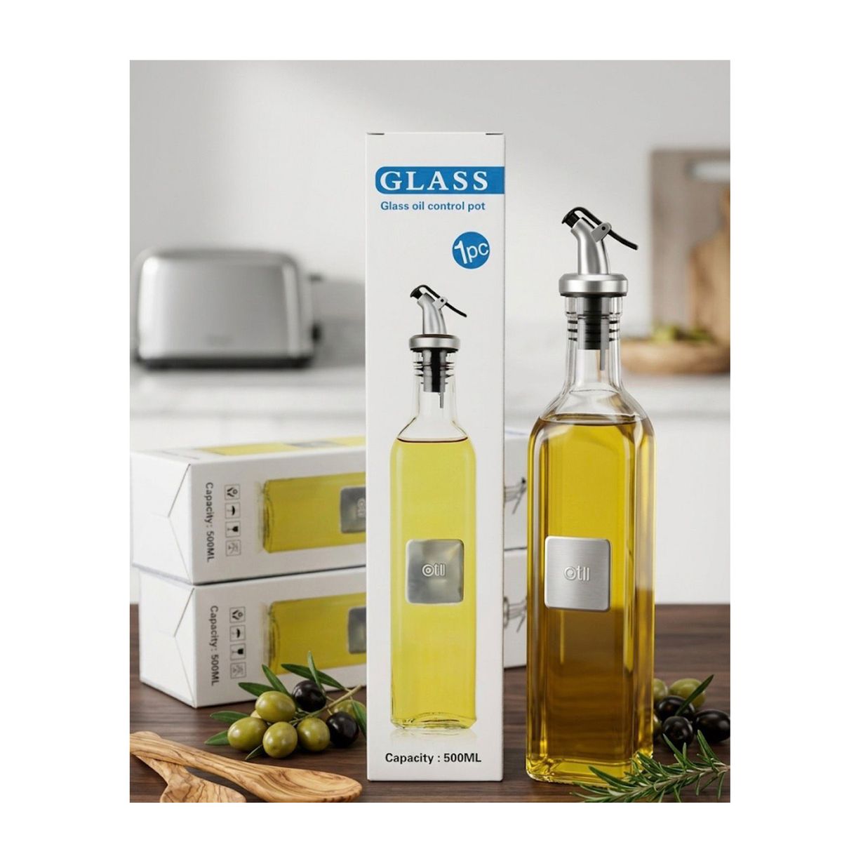 GENERICO - Dispensador de Aceite 500 Ml vidrio tapa uso Facil
