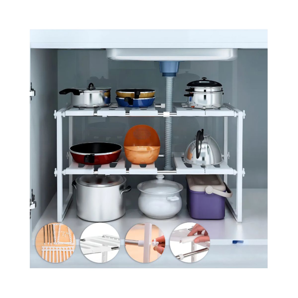 GENERICO - Organizador Estantes De Cocina Multiuso De Ollas Baño Repisa