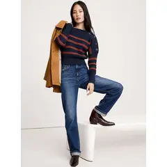 BANANA REPUBLIC - Sweater Mujer Algodón Botones Hombro Azul