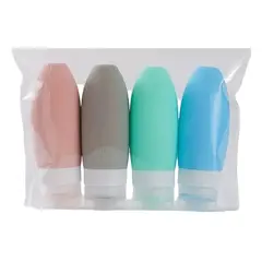 GENERICO - Pack 4 Botellas De Silicona Separadas Cuidado Personal Viaje
